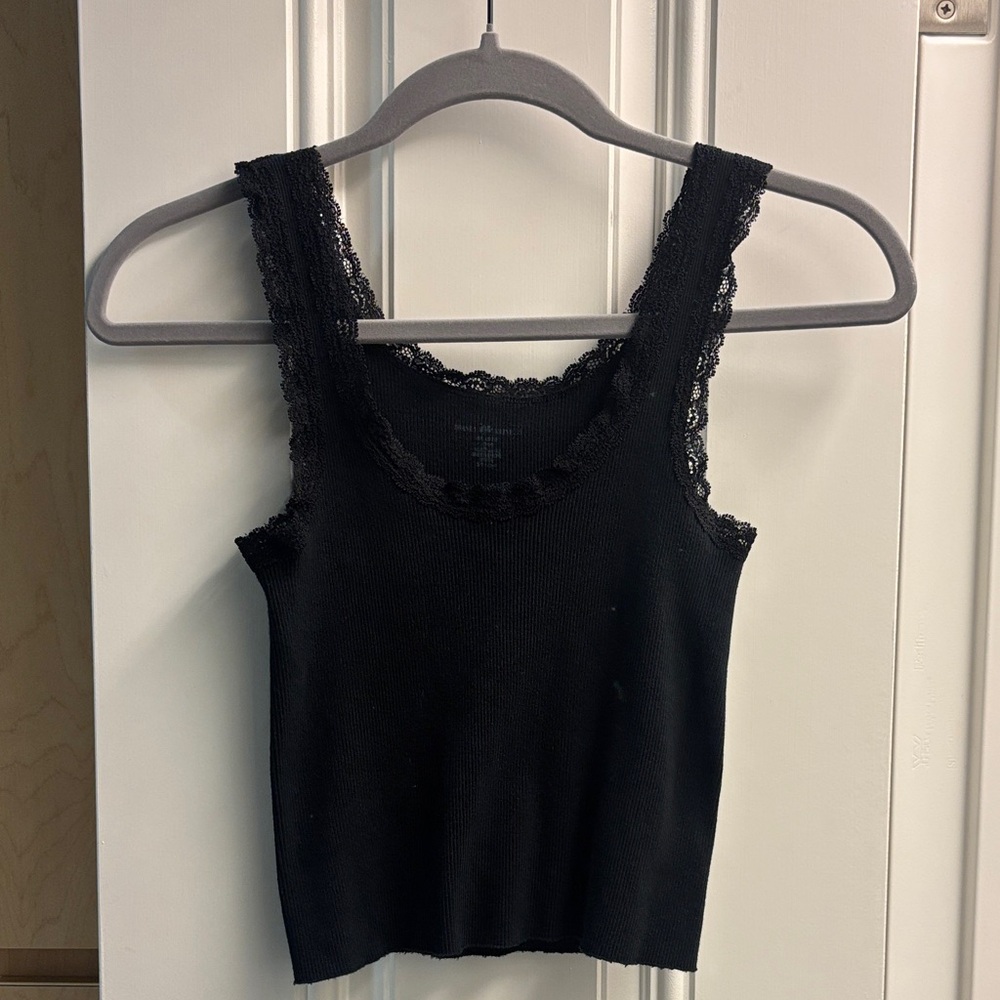 Brandy Melville Black Lace Trim Tank Top
